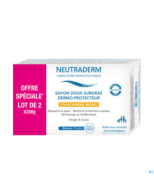 Neutraderm lot 2 savons doux surgras    200g