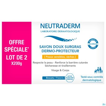 Neutraderm lot 2 savons doux surgras    200g