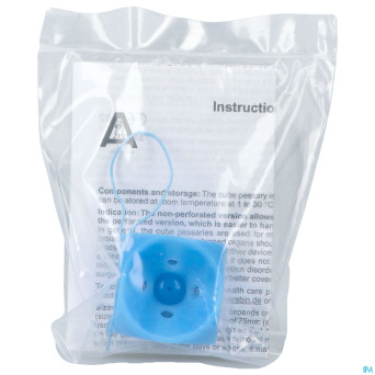 Pessaire cube perfore avec bouton 3/37mm silicone