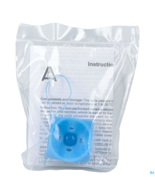 Pessaire cube perfore avec bouton 3/37mm silicone