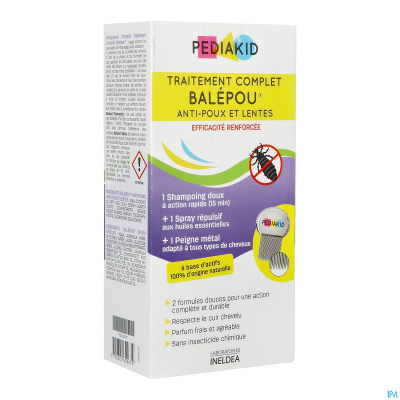 Pediakid trait.complet balepou a/poux lentes 3prod