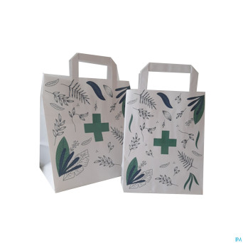 Sac papier poignet botanic.white s 18+8x22cm   250