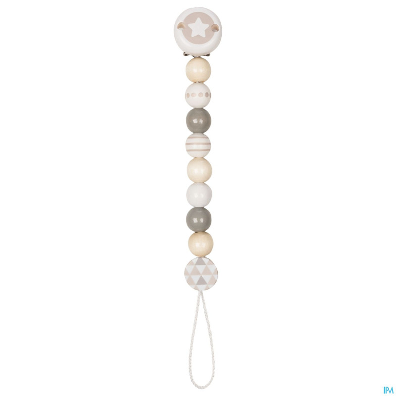 Heimess attache sucette bois etoile gris