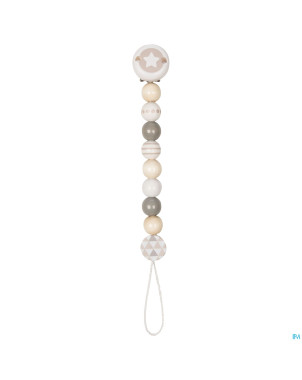 Heimess attache sucette bois etoile gris