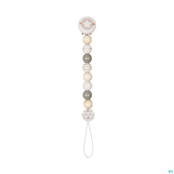 Heimess attache sucette bois etoile gris