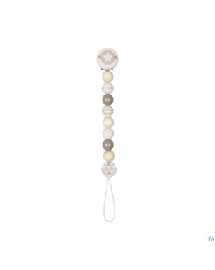 Heimess attache sucette bois etoile gris