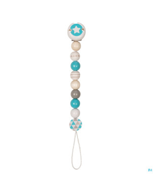 Heimess attache sucette bois etoile bleu