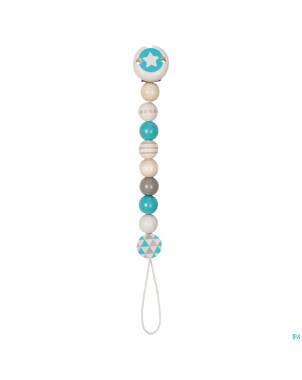 Heimess attache sucette bois etoile bleu