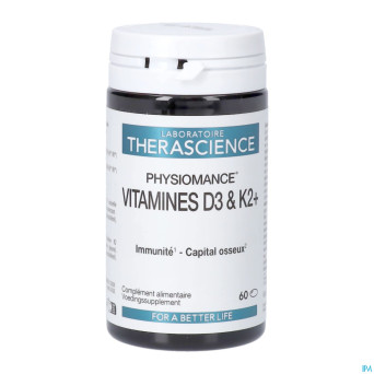 Vitamines d3 & k2+    caps 60 physiomance phy433