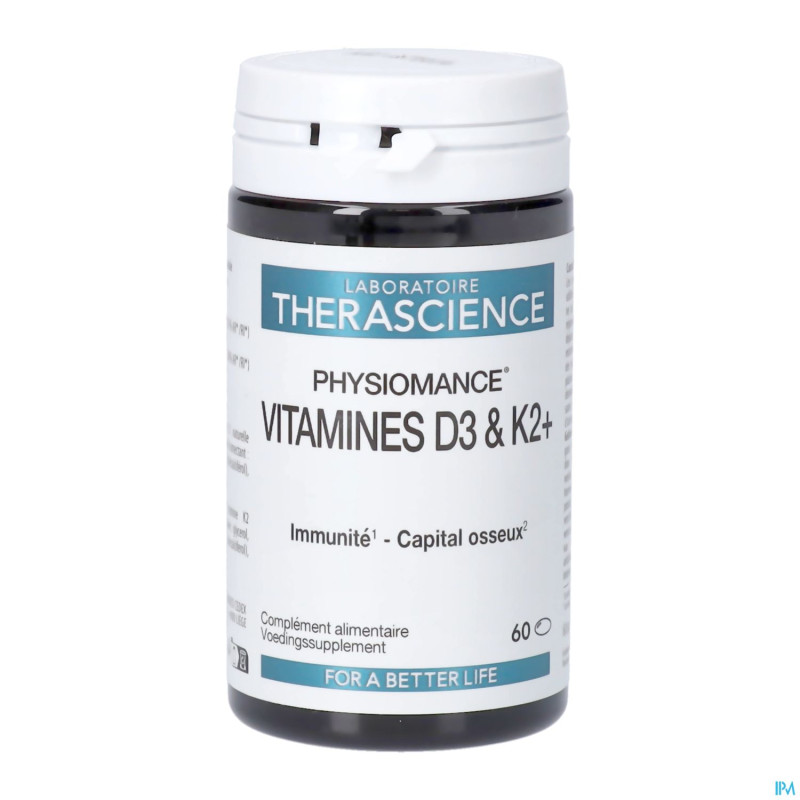 Vitamines d3 & k2+    caps 60 physiomance phy433