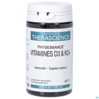 Vitamines d3 & k2+    caps 60 physiomance phy433