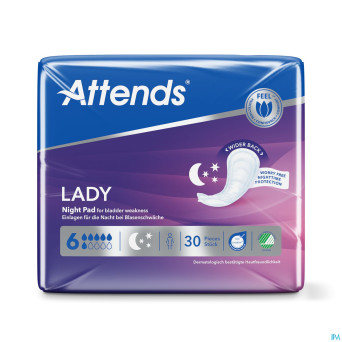 Attends lady night pad 1x30