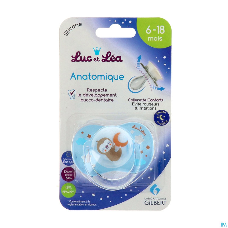 Luc&lea sucette nuit ana 6-18m paresseux anneau