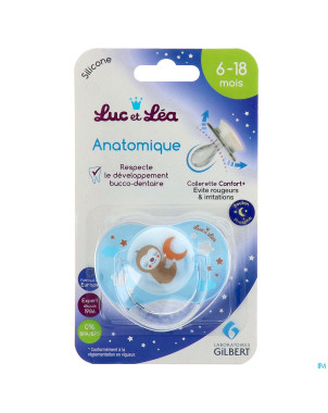 Luc&lea sucette nuit ana 6-18m paresseux anneau