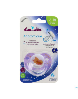 Luc&lea sucette nuit ana 6-18m chat anneau
