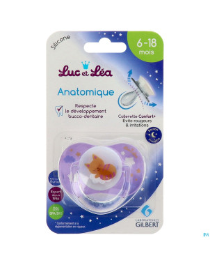 Luc&lea sucette nuit ana 6-18m chat anneau