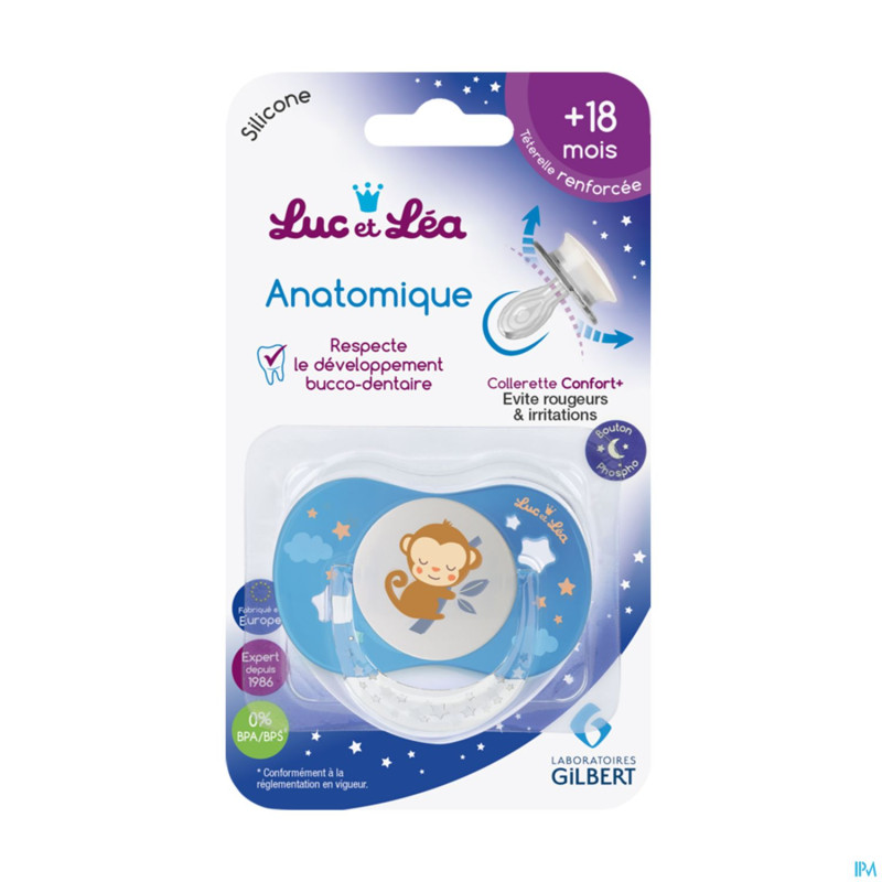 Luc&lea sucette nuit ana 18m+ singe anneau