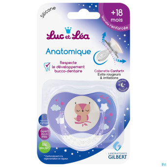 Luc&lea sucette nuit ana 18m+ chouette anneau