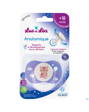 Luc&lea sucette nuit ana 18m+ chouette anneau