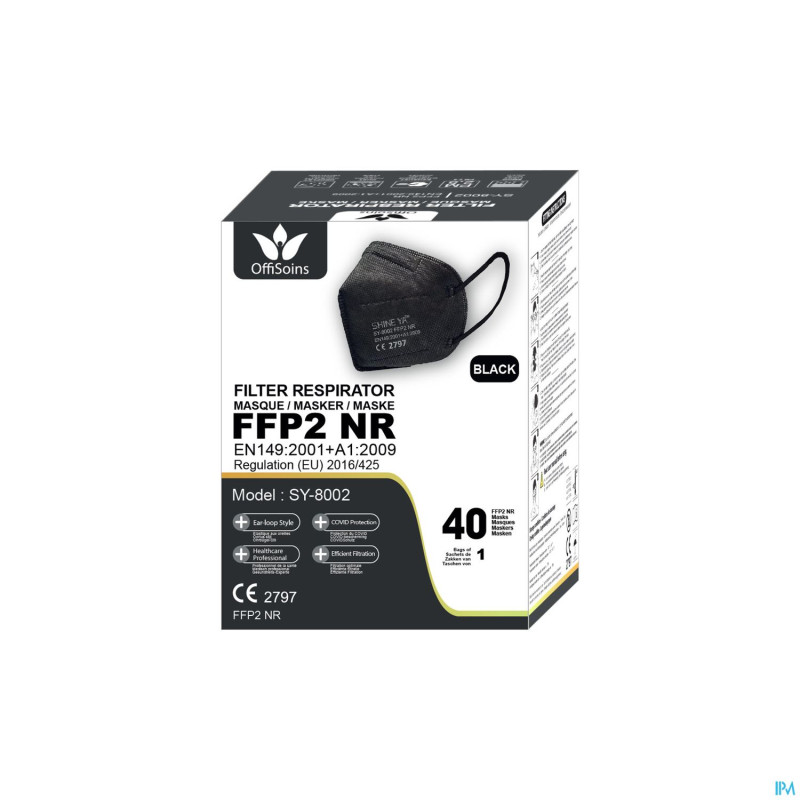 Offisoins masques ffp2 nr noir    boite 40