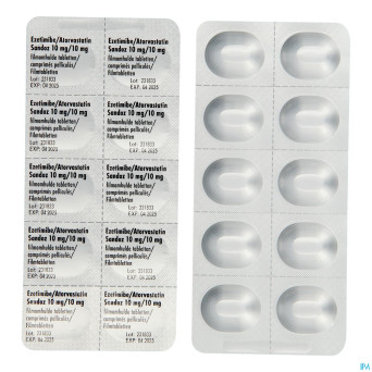 Ezetimibe atorvastatin sandoz 10/10mg comp pell100
