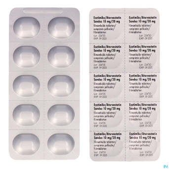 Ezetimibe atorvastatin sandoz 10/20mg comp pell100
