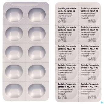 Ezetimibe atorvastatin sandoz 10/20mg comp pell100