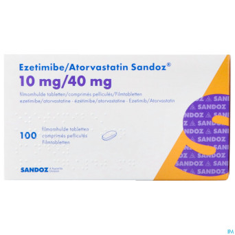 Ezetimibe atorvastatin sandoz 10/40mg comp pell100