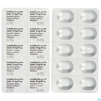 Ezetimibe atorvastatin sandoz 10/40mg comp pell100