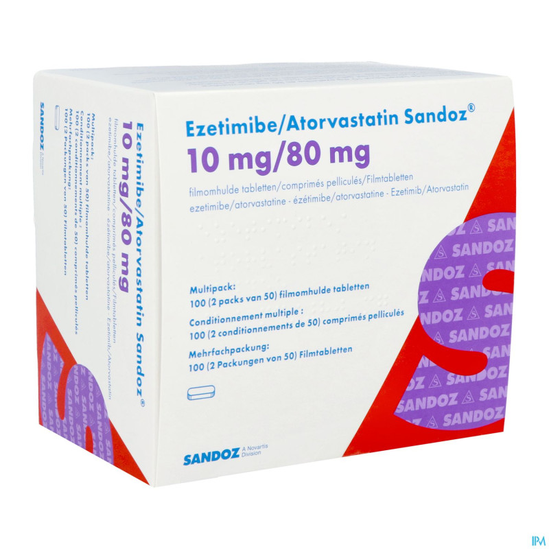 Ezetimibe atorvastatin sandoz 10/80mg comp pell100