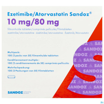 Ezetimibe atorvastatin sandoz 10/80mg comp pell100