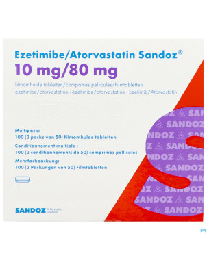 Ezetimibe atorvastatin sandoz 10/80mg comp pell100