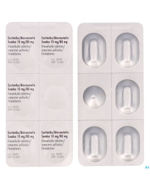 Ezetimibe atorvastatin sandoz 10/80mg comp pell100