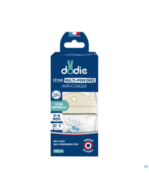 Dodie biberon a/colique teat&ring bleu +0m   150ml