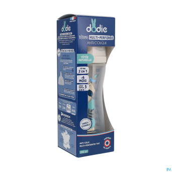 Dodie biberon a/colique teat&ring bleu +6m   150ml