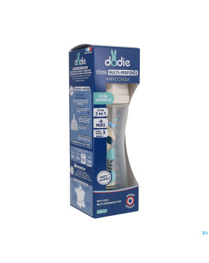 Dodie biberon a/colique teat&ring bleu +6m   150ml