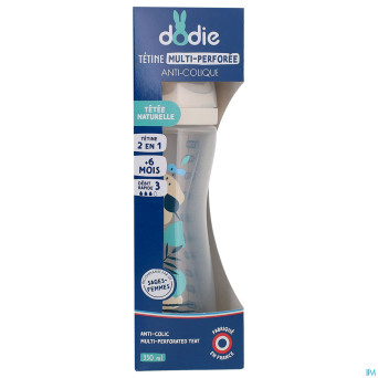 Dodie biberon a/colique teat&ring bleu +6m   150ml