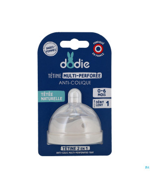 Dodie tetine biomim.&bague +0m silic. deb.1 lent 1
