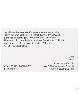 Olmesartan amlodipine ab 40/10mg comp pell  28