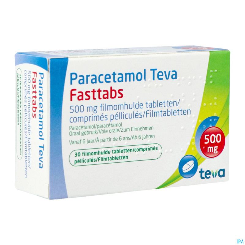 Paracetamol teva fasttabs comp pell  30 x 500mg