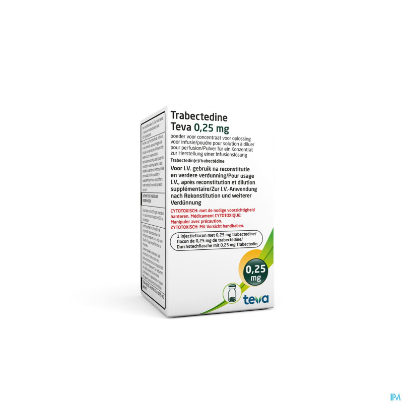 Trabectedine teva 0,25mg pdr sol perf fl inj 1