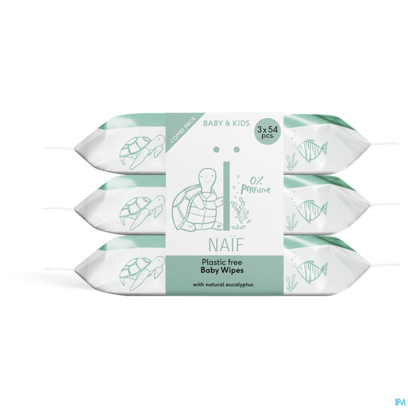 Naif baby&kids plastic free wipes    3x54