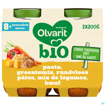 Olvarit bio pates mix legumes boeuf    2x200g