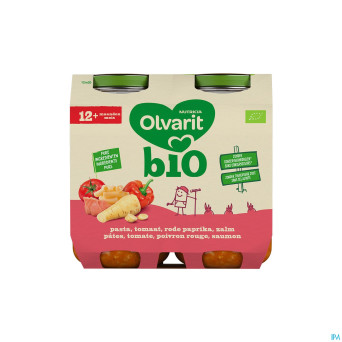 Olvarit bio pates tomate poivr.rouge saumon 2x250g