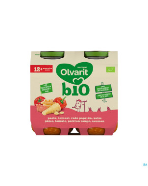 Olvarit bio pates tomate poivr.rouge saumon 2x250g