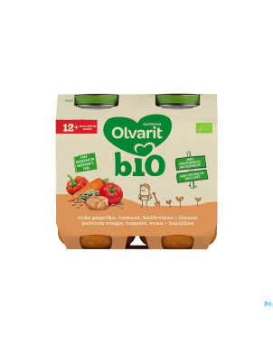 Olvarit bio poivr.rouge tomate veau lentil. 2x250g