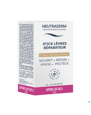 Neutraderm lot 2 sticks levres reparateurs    2x4g