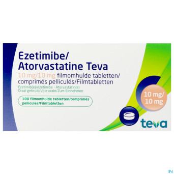 Ezetimibe atorvastatine teva 10/10mg comp pell 100