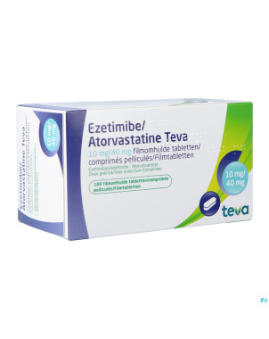 Ezetimibe atorvastatine teva 10/40mg comp pell 100