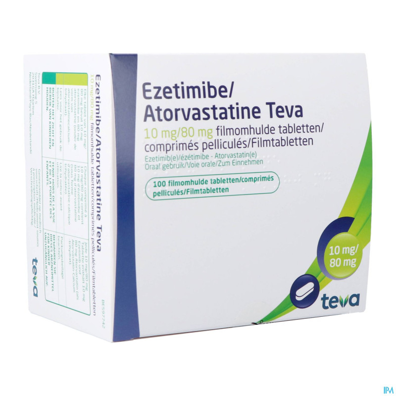 Ezetimibe atorvastatine teva 10/80mg comp pell 100